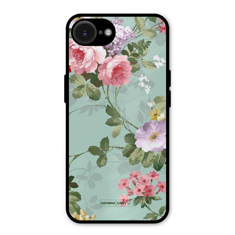 Desinger Floral Metal Back Case for iPhone 16e