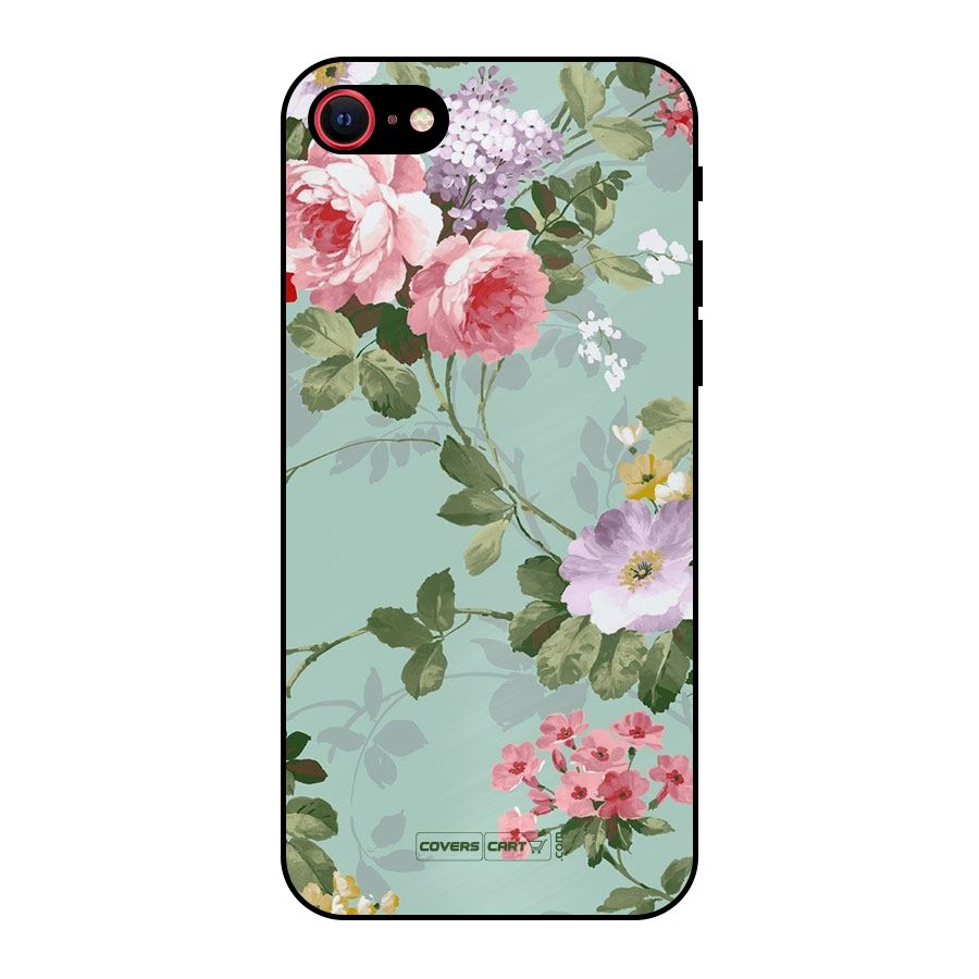 Desinger Floral Metal Back Case for iPhone 7