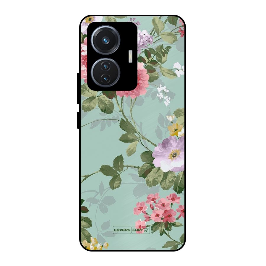 Desinger Floral Metal Back Case for iQOO Z6 44W