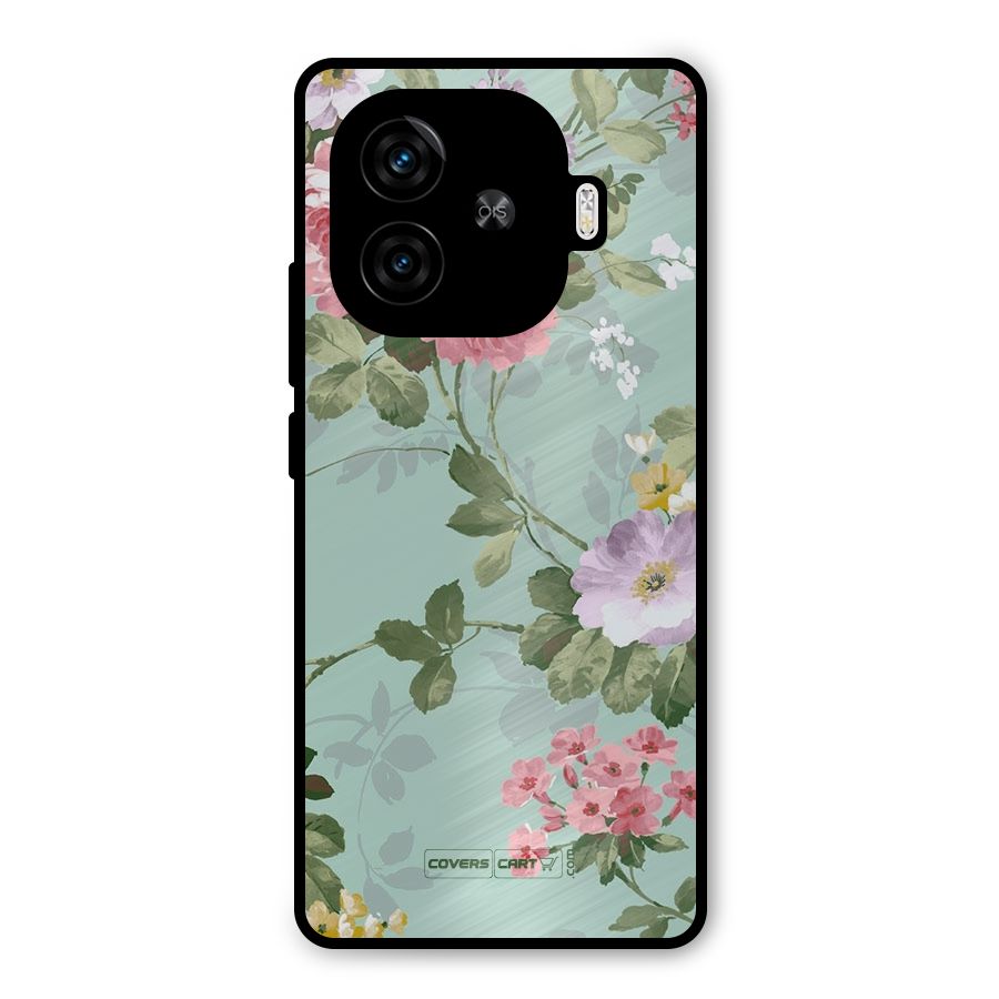 Desinger Floral Metal Back Case for iQOO Z9 Turbo