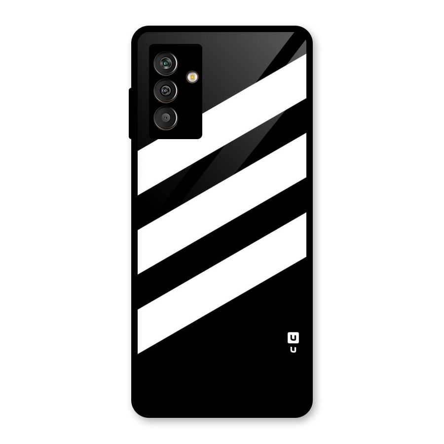 Diagonal Classic Stripes Glass Back Case for Galaxy M13