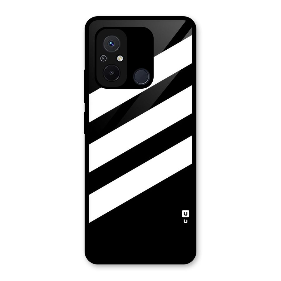 Diagonal Classic Stripes Glass Back Case for Redmi 12C