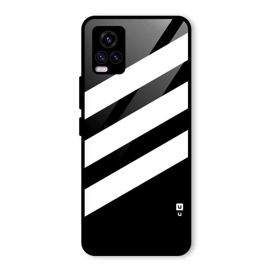 Diagonal Classic Stripes Glass Back Case for Vivo V20 2021