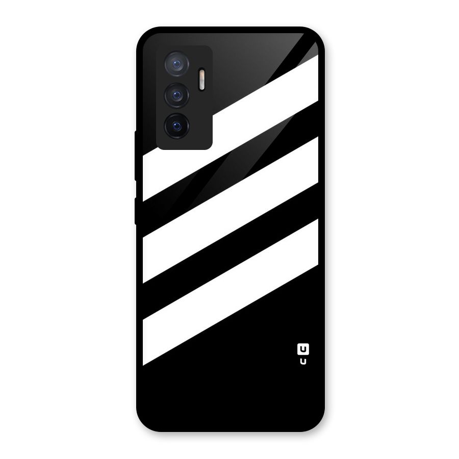 Diagonal Classic Stripes Glass Back Case for Vivo V23e