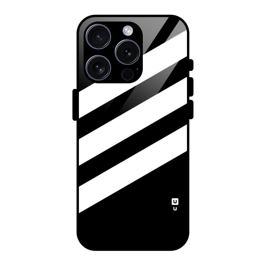 Diagonal Classic Stripes Glass Back Case for iPhone 15 Pro
