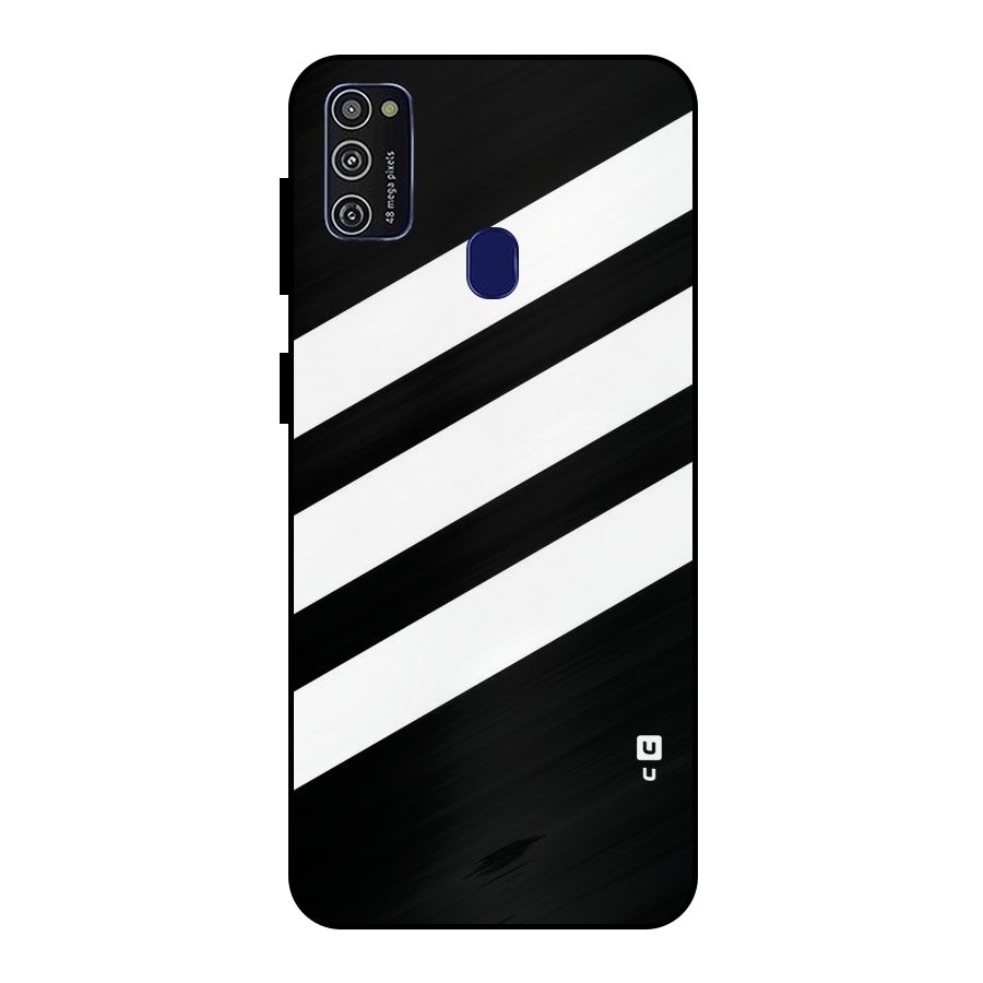 Diagonal Classic Stripes Metal Back Case for Galaxy M30s