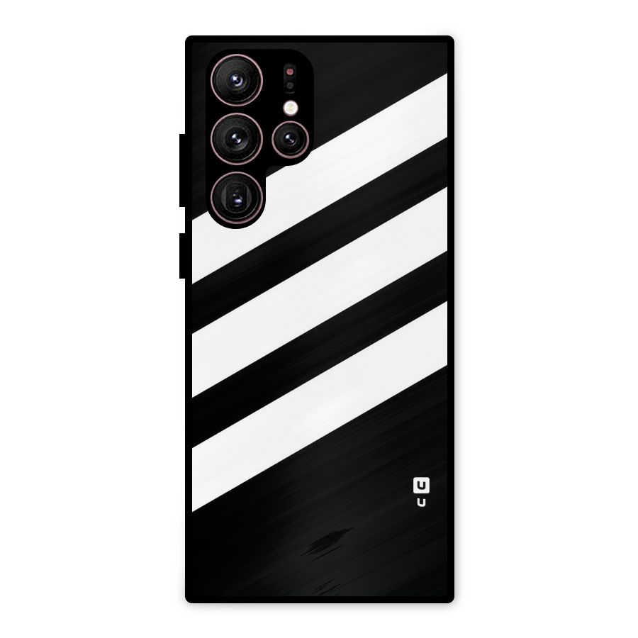 Diagonal Classic Stripes Metal Back Case for Galaxy S22 Ultra 5G