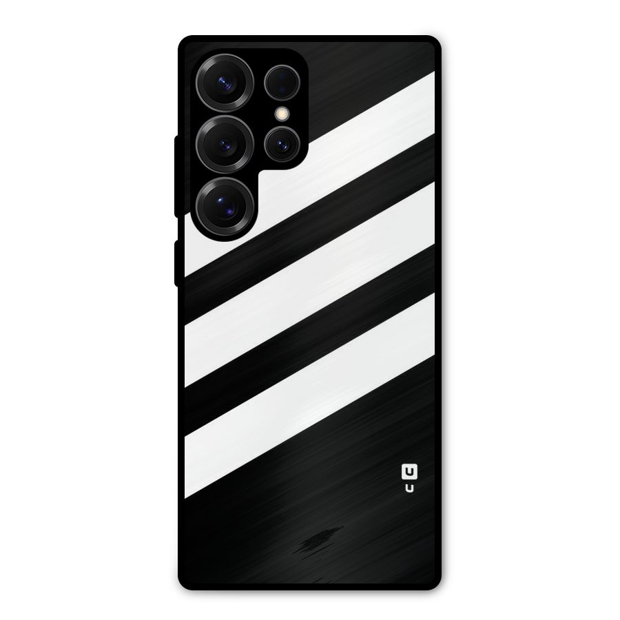 Diagonal Classic Stripes Metal Back Case for Galaxy S25 Ultra