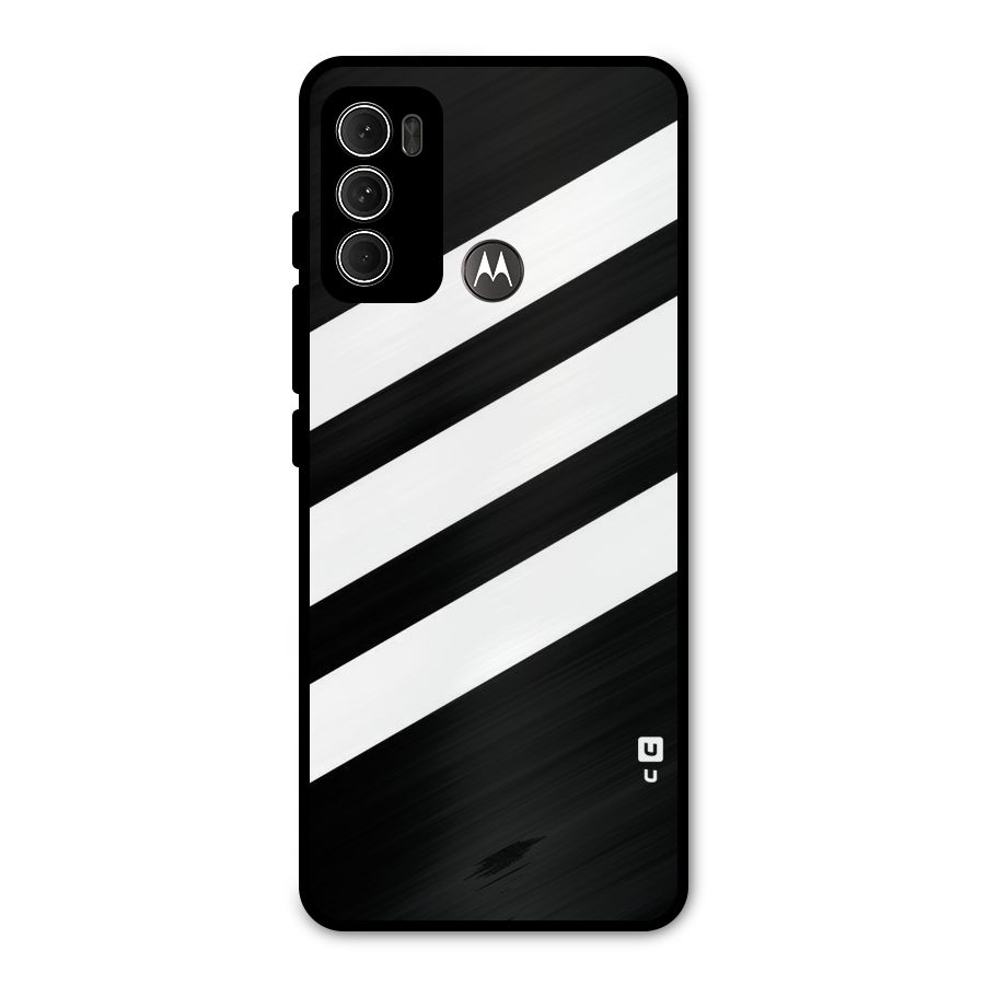 Diagonal Classic Stripes Metal Back Case for Moto G60