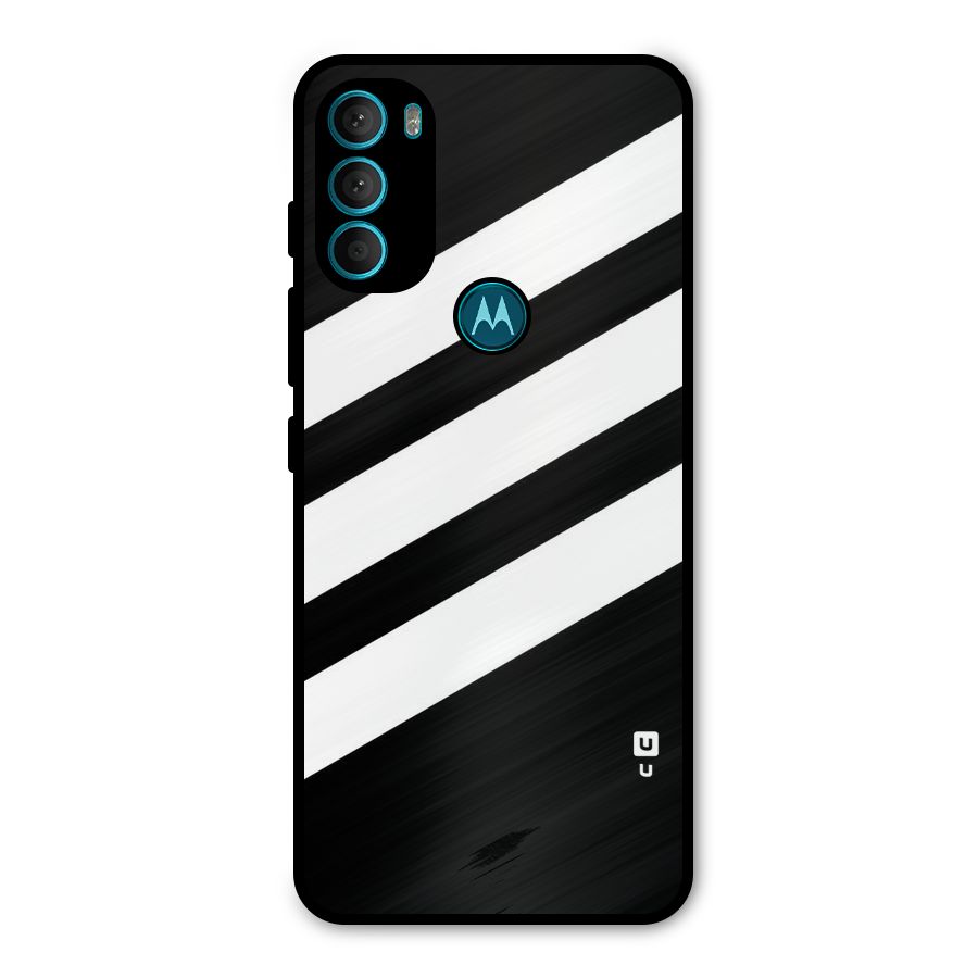 Diagonal Classic Stripes Metal Back Case for Moto G71 5G