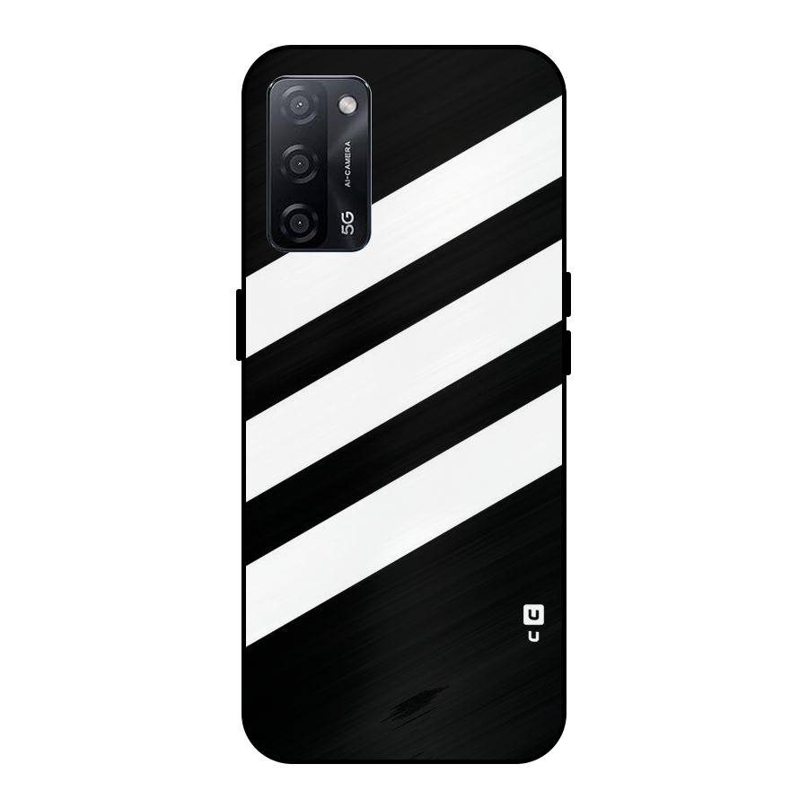 Diagonal Classic Stripes Metal Back Case for Oppo A53s 5G