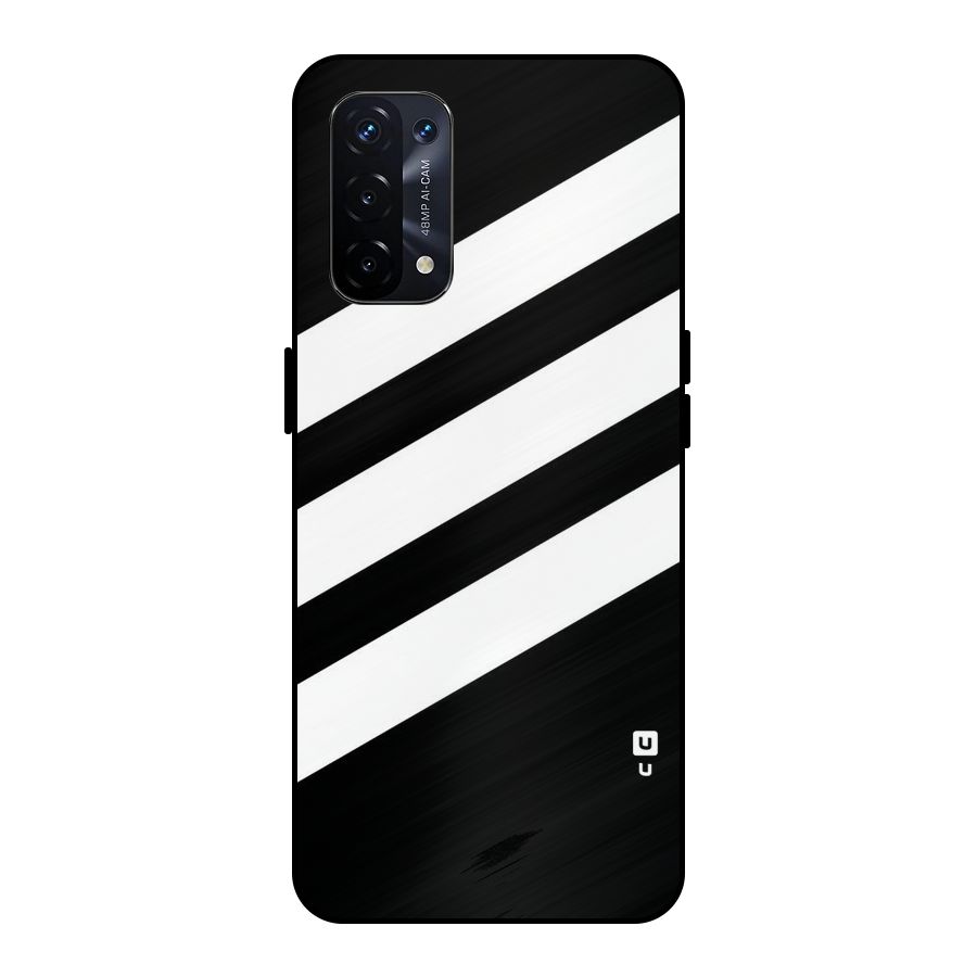 Diagonal Classic Stripes Metal Back Case for Oppo A74 5G