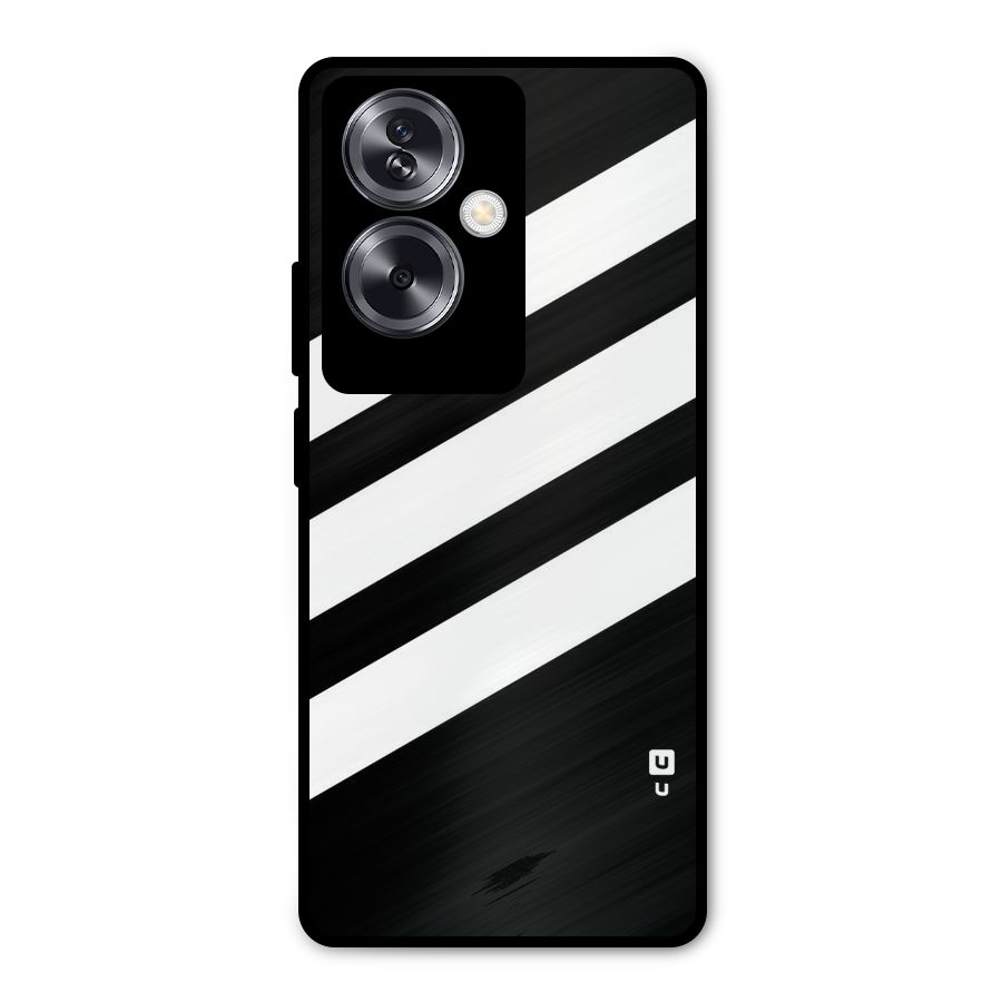 Diagonal Classic Stripes Metal Back Case for Oppo A79 5G