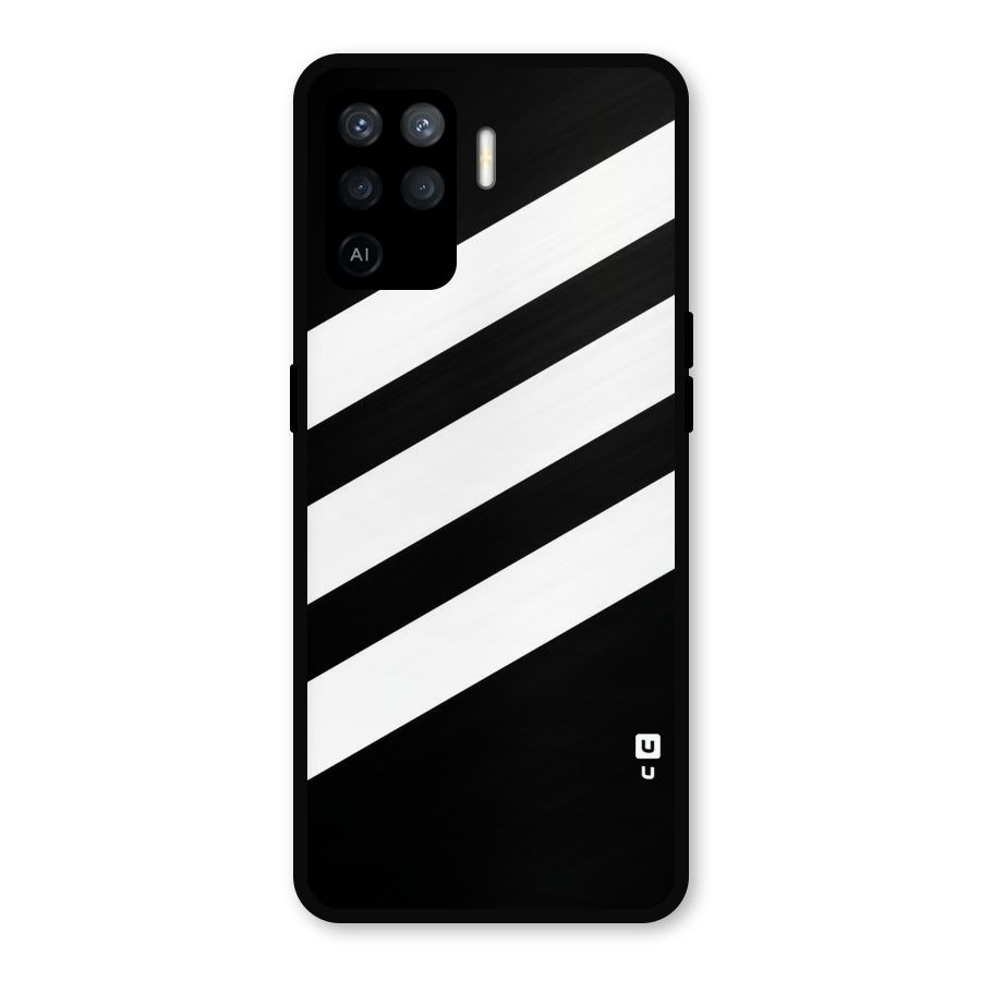 Diagonal Classic Stripes Metal Back Case for Oppo F19 Pro
