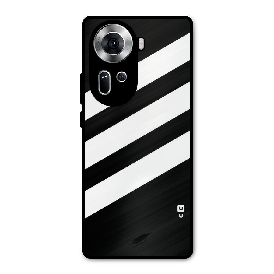 Diagonal Classic Stripes Metal Back Case for Oppo Reno11 5G