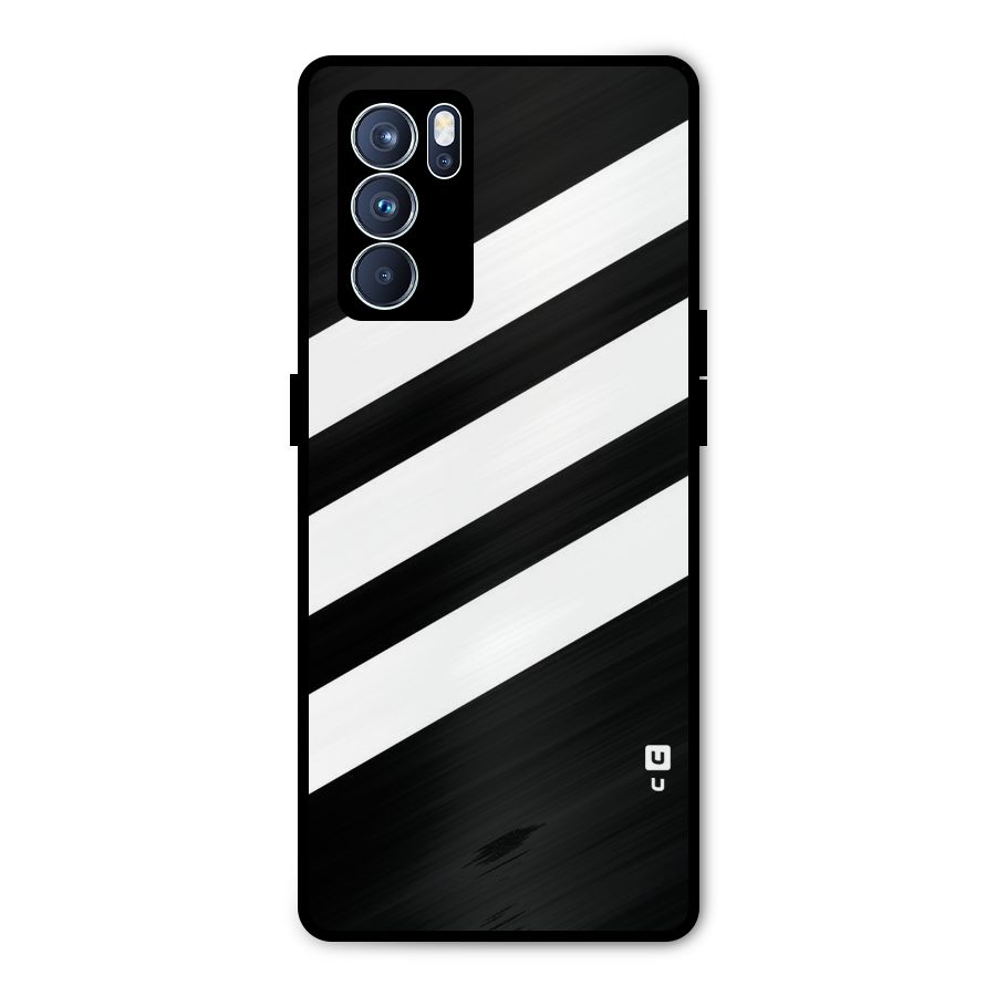 Diagonal Classic Stripes Metal Back Case for Oppo Reno6 Pro 5G