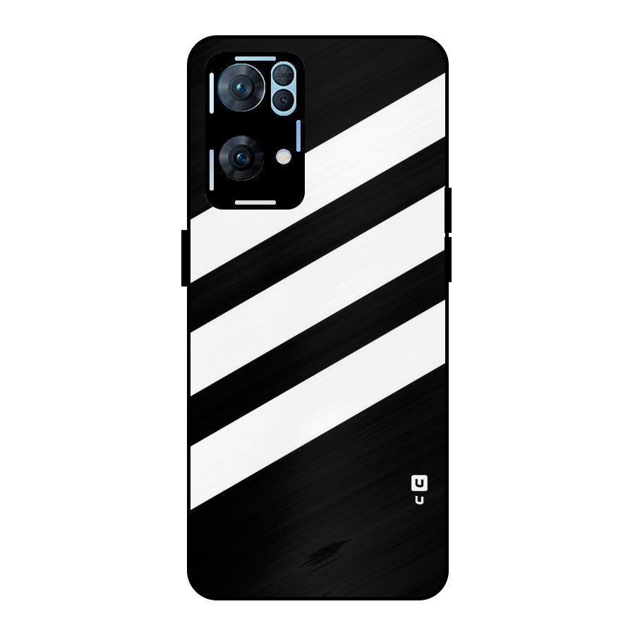 Diagonal Classic Stripes Metal Back Case for Oppo Reno7 Pro 5G