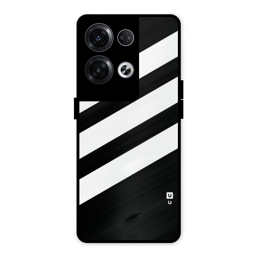 Diagonal Classic Stripes Metal Back Case for Oppo Reno8 Pro 5G