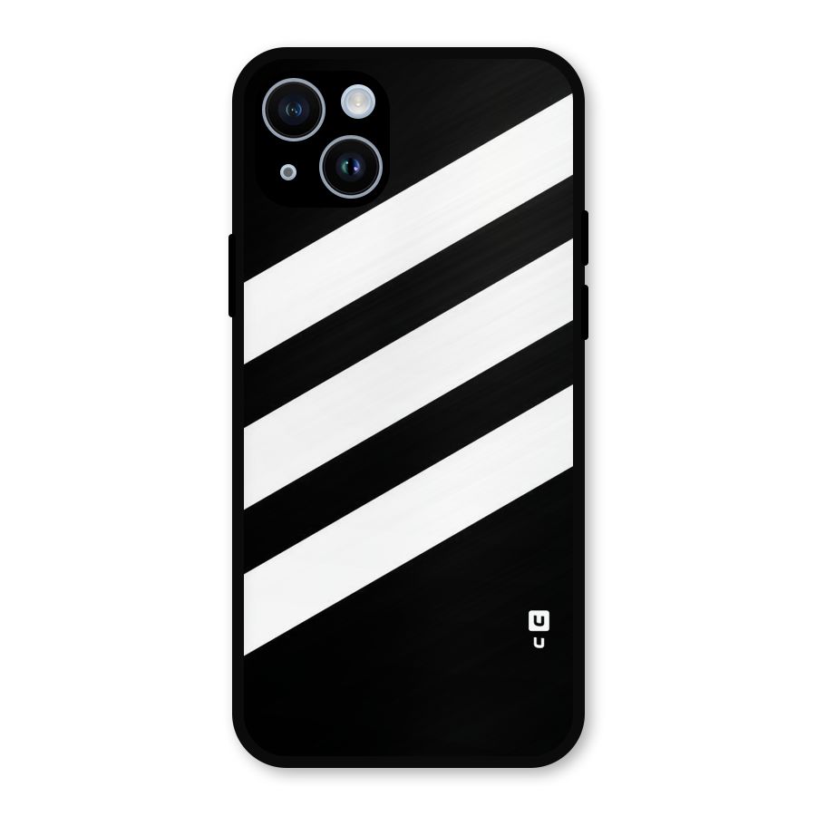 Diagonal Classic Stripes Metal Back Case for iPhone 14