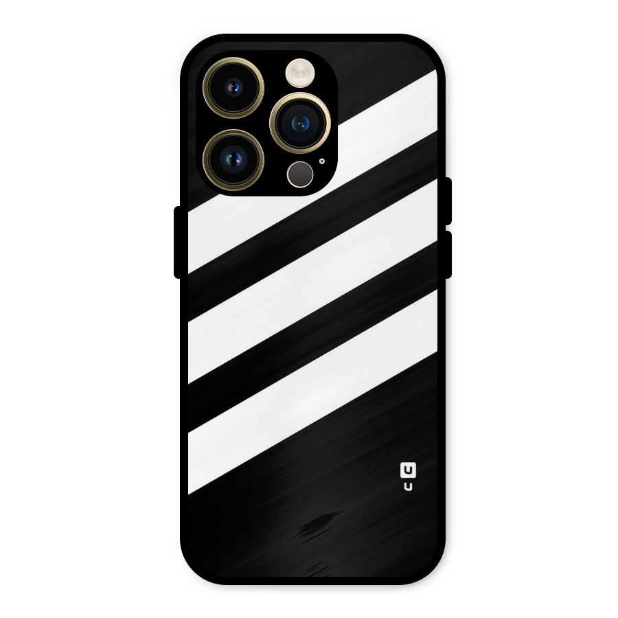 Diagonal Classic Stripes Metal Back Case for iPhone 14 Pro