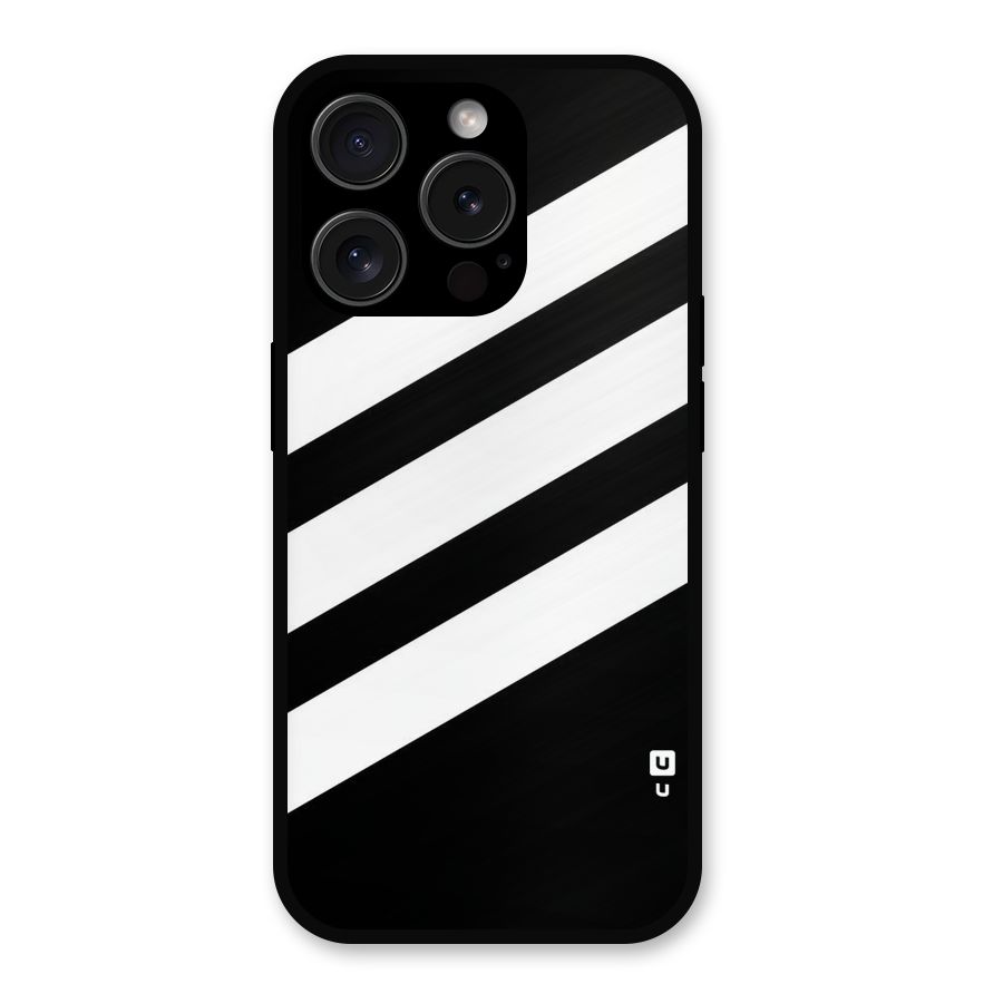 Diagonal Classic Stripes Metal Back Case for iPhone 15 Pro