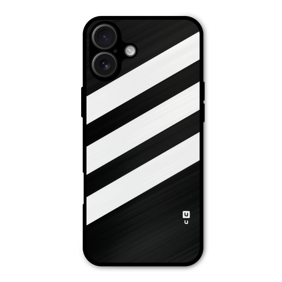 Diagonal Classic Stripes Metal Back Case for iPhone 16 Plus