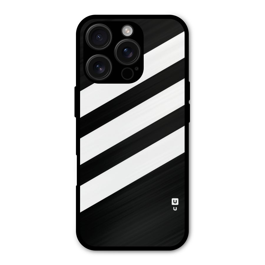 Diagonal Classic Stripes Metal Back Case for iPhone 16 Pro