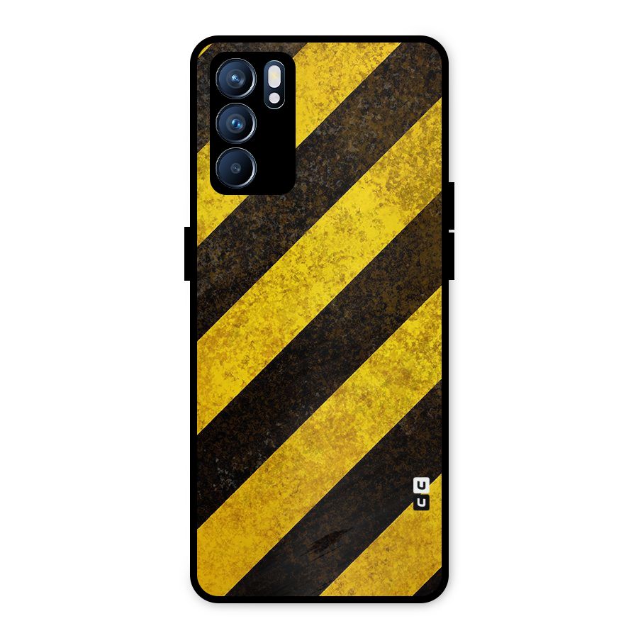 Diagonal Road Pattern Metal Back Case for Oppo Reno6 5G