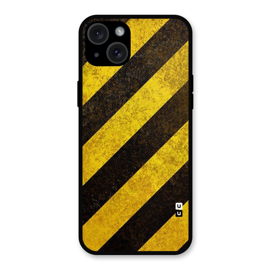 Diagonal Road Pattern Metal Back Case for iPhone 15 Plus