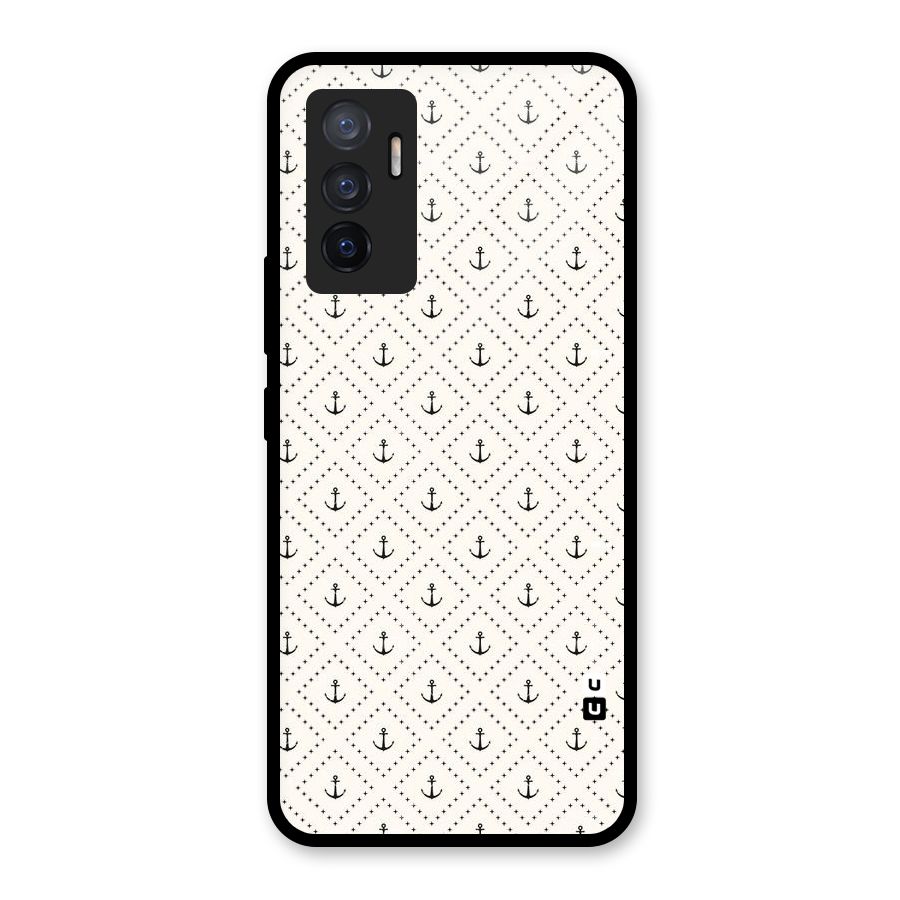 Diamond Anchor Design Glass Back Case for Vivo V23e