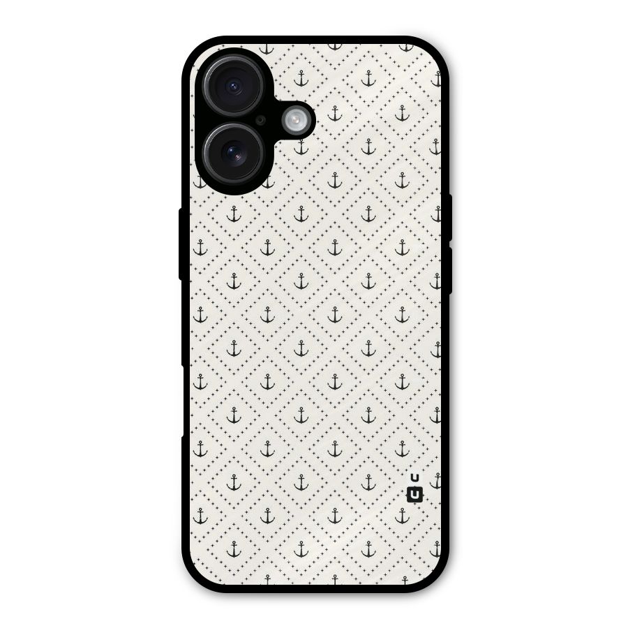 Diamond Anchor Design Metal Back Case for iPhone 16