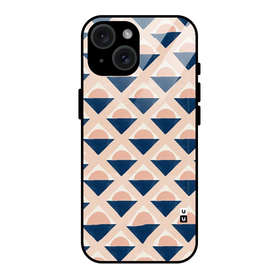 Diamond Circle Pattern Glass Back Case for iPhone 15