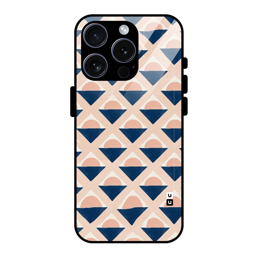 Diamond Circle Pattern Glass Back Case for iPhone 15 Pro
