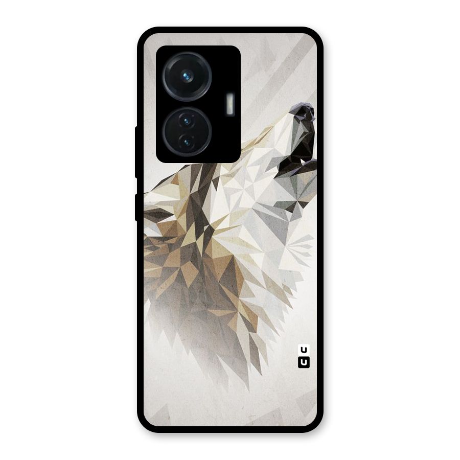 Diamond Wolf Glass Back Case for Vivo T1 44W
