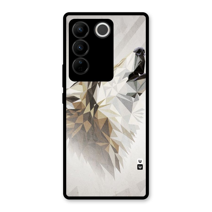 Diamond Wolf Glass Back Case for Vivo V27