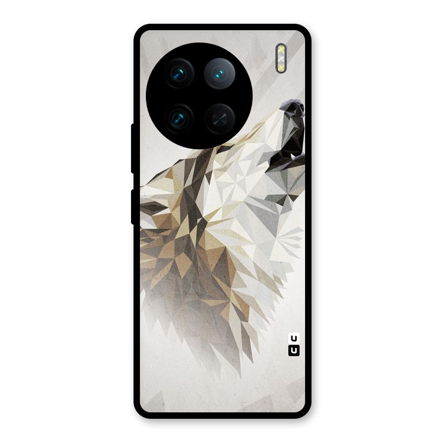 Diamond Wolf Glass Back Case for Vivo X90 Pro