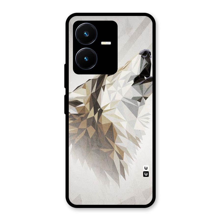 Diamond Wolf Glass Back Case for Vivo Y22s