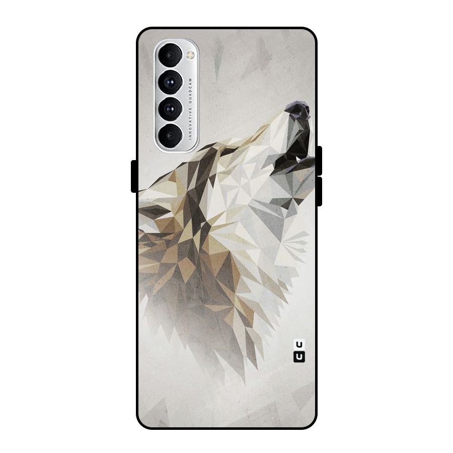 Diamond Wolf Metal Back Case for Oppo Reno4 Pro