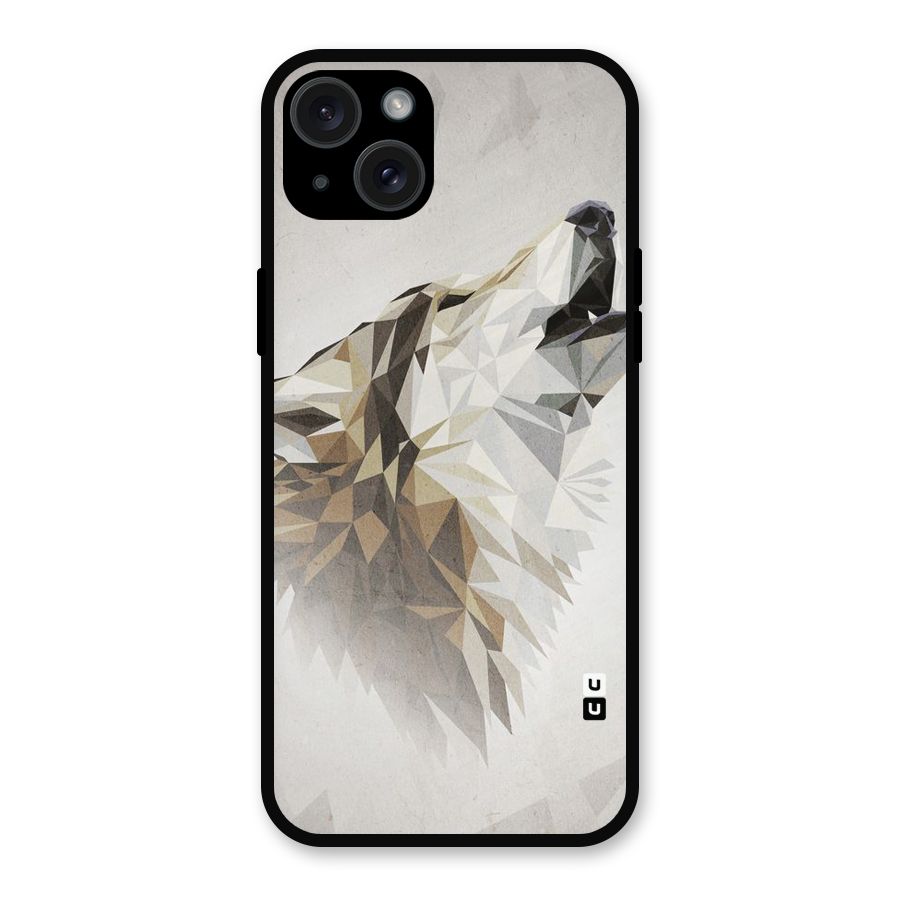 Diamond Wolf Metal Back Case for iPhone 15 Plus