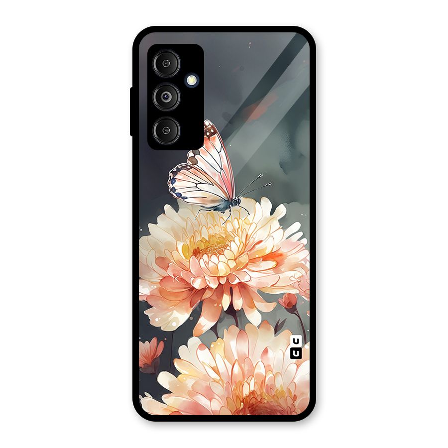 Digital Art Butterfly Flower Glass Back Case for Galaxy M14 5G