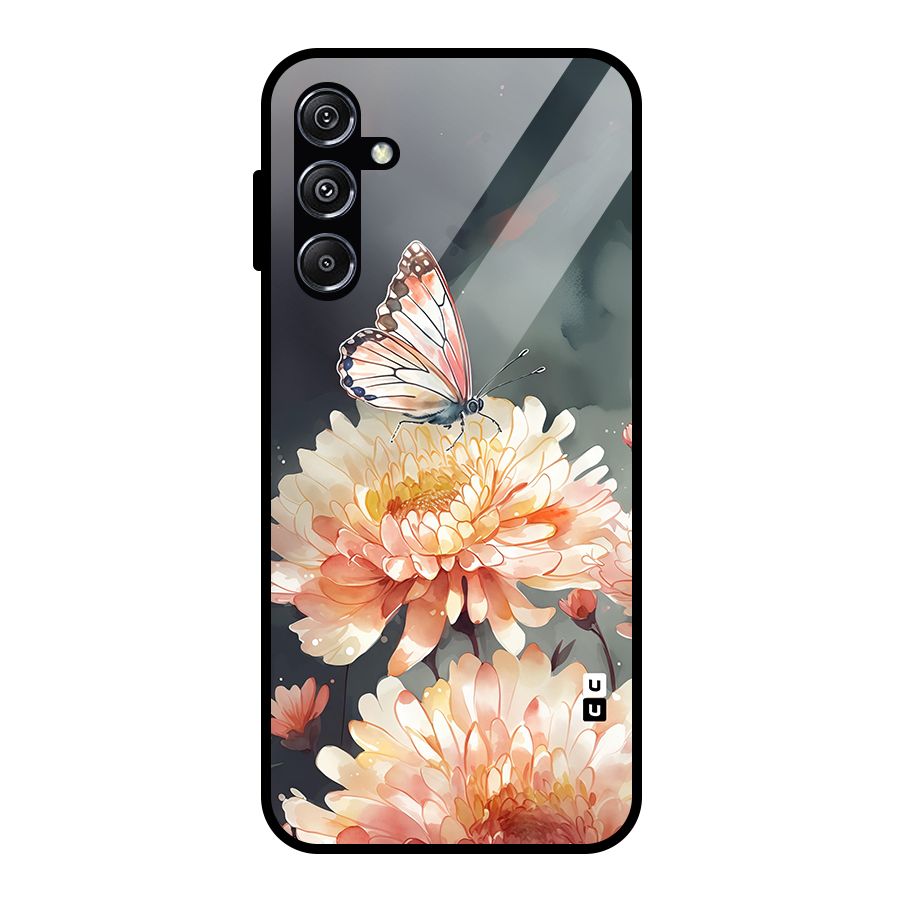 Digital Art Butterfly Flower Glass Back Case for Galaxy M34 5G