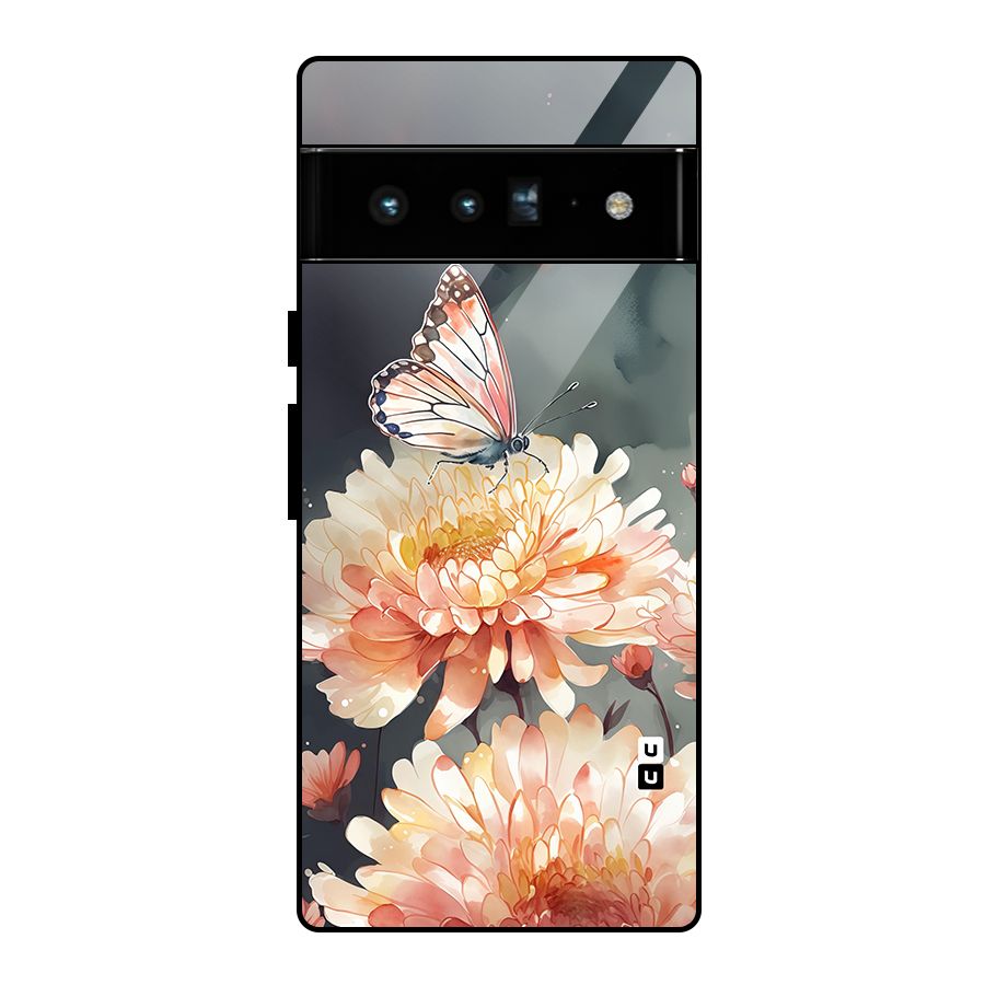 Digital Art Butterfly Flower Glass Back Case for Google Pixel 6 Pro