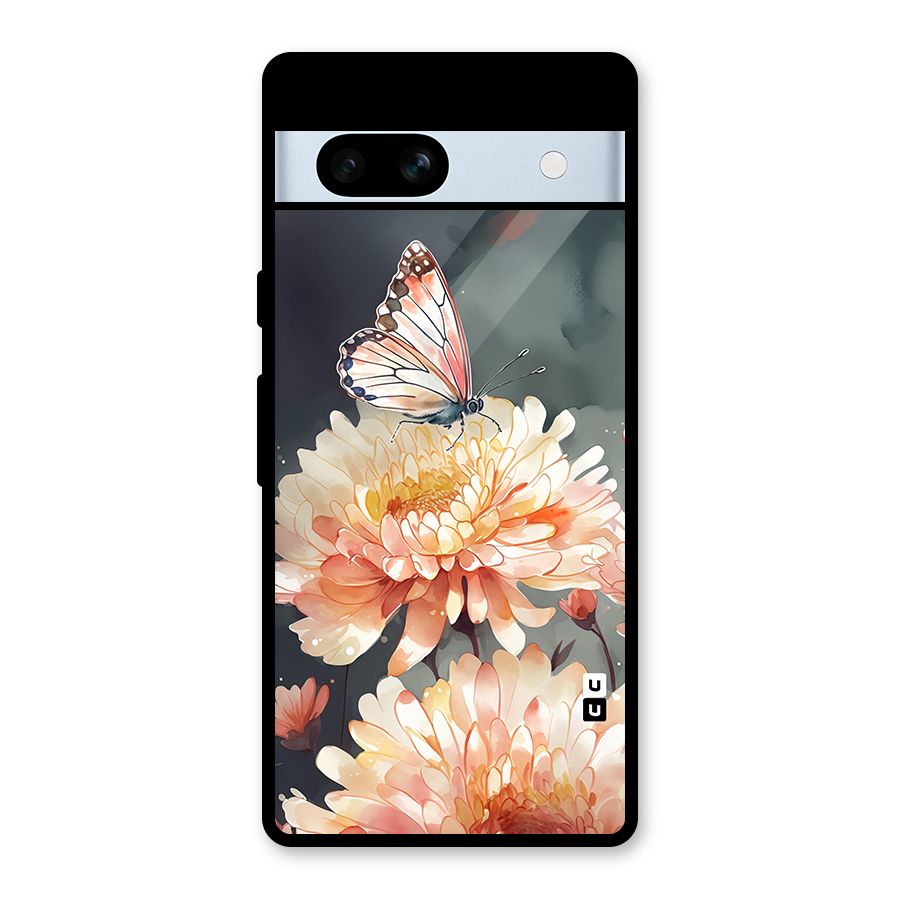 Digital Art Butterfly Flower Glass Back Case for Google Pixel 7a