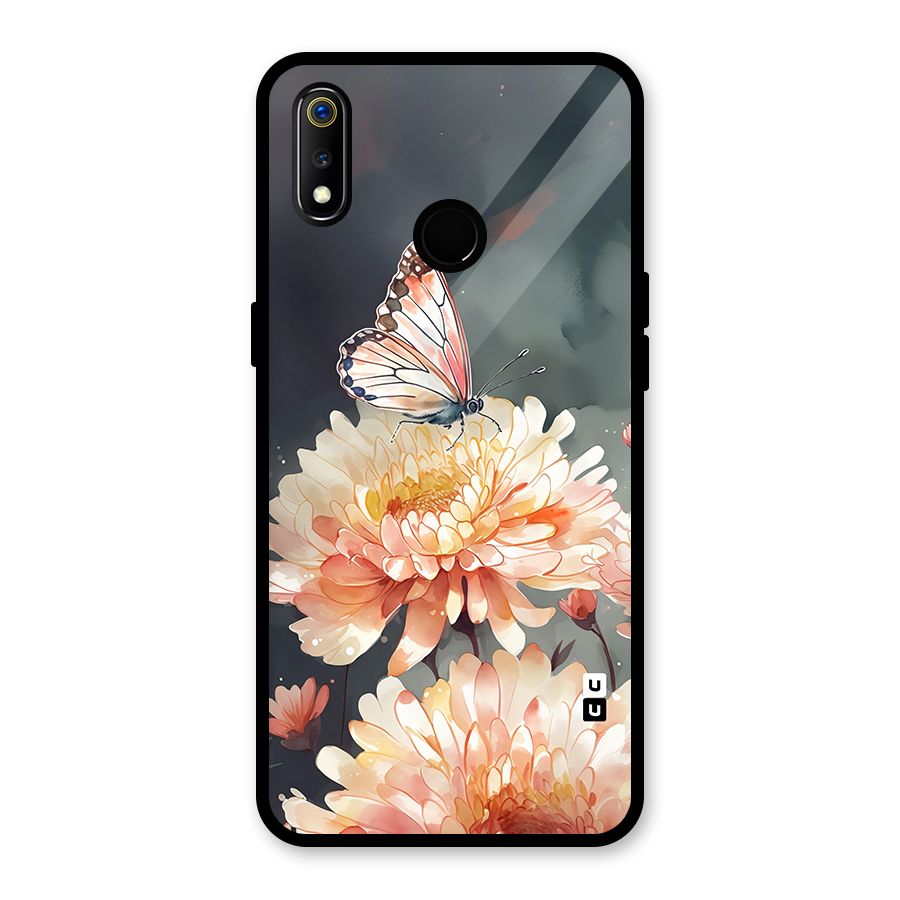 Digital Art Butterfly Flower Glass Back Case for Realme 3i
