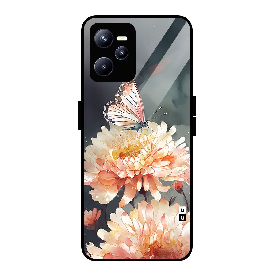 Digital Art Butterfly Flower Glass Back Case for Realme C35