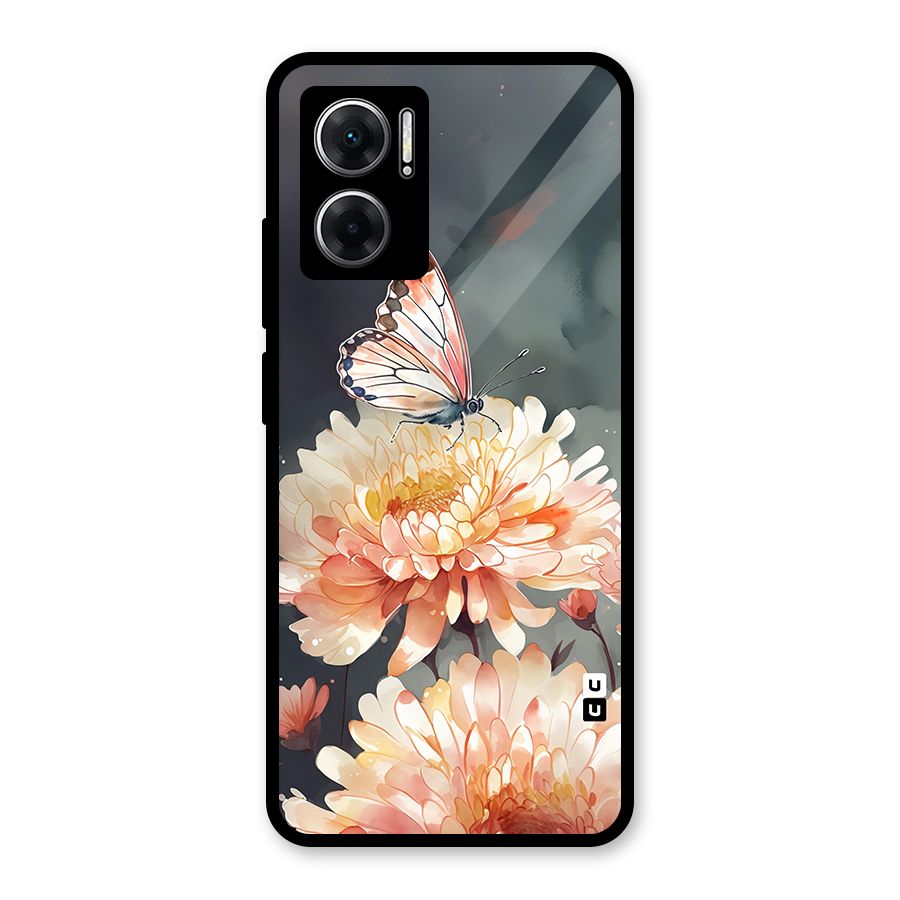 Digital Art Butterfly Flower Glass Back Case for Redmi 11 Prime 5G