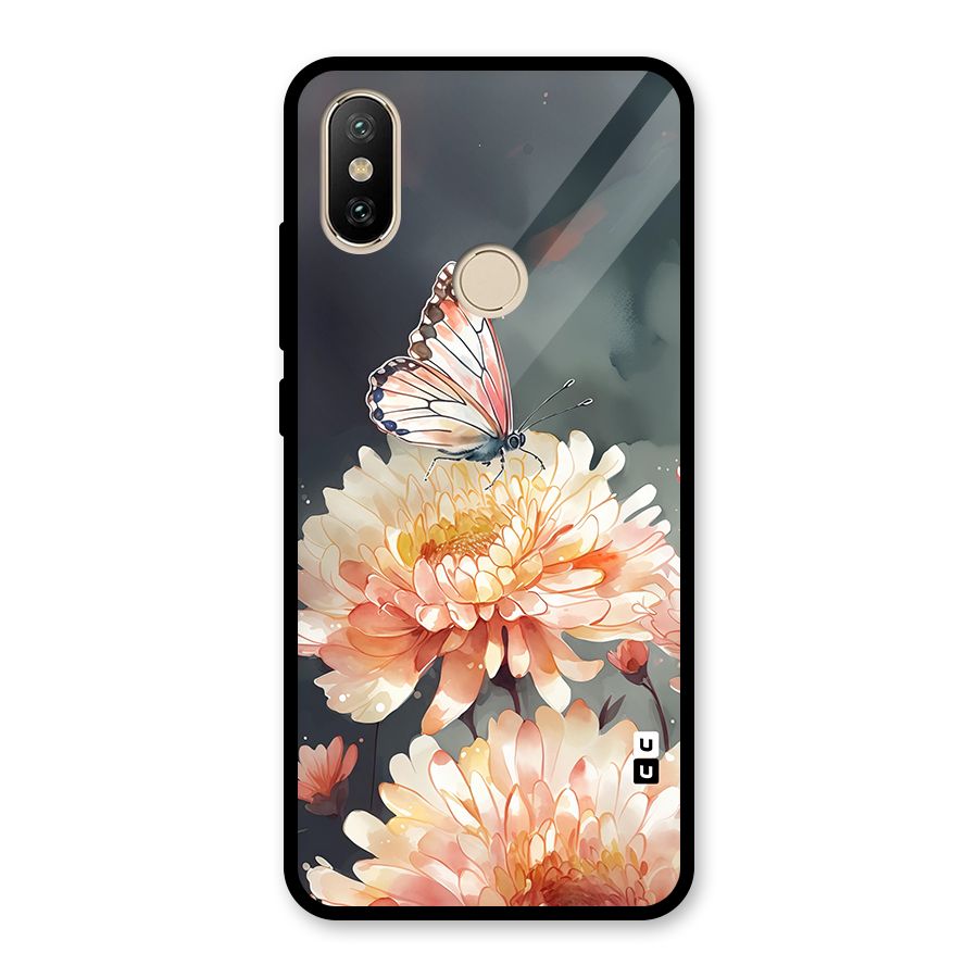 Digital Art Butterfly Flower Glass Back Case for Redmi A2