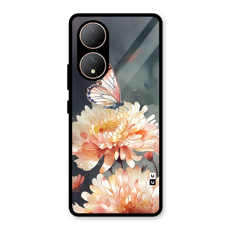 Digital Art Butterfly Flower Glass Back Case for Vivo T2