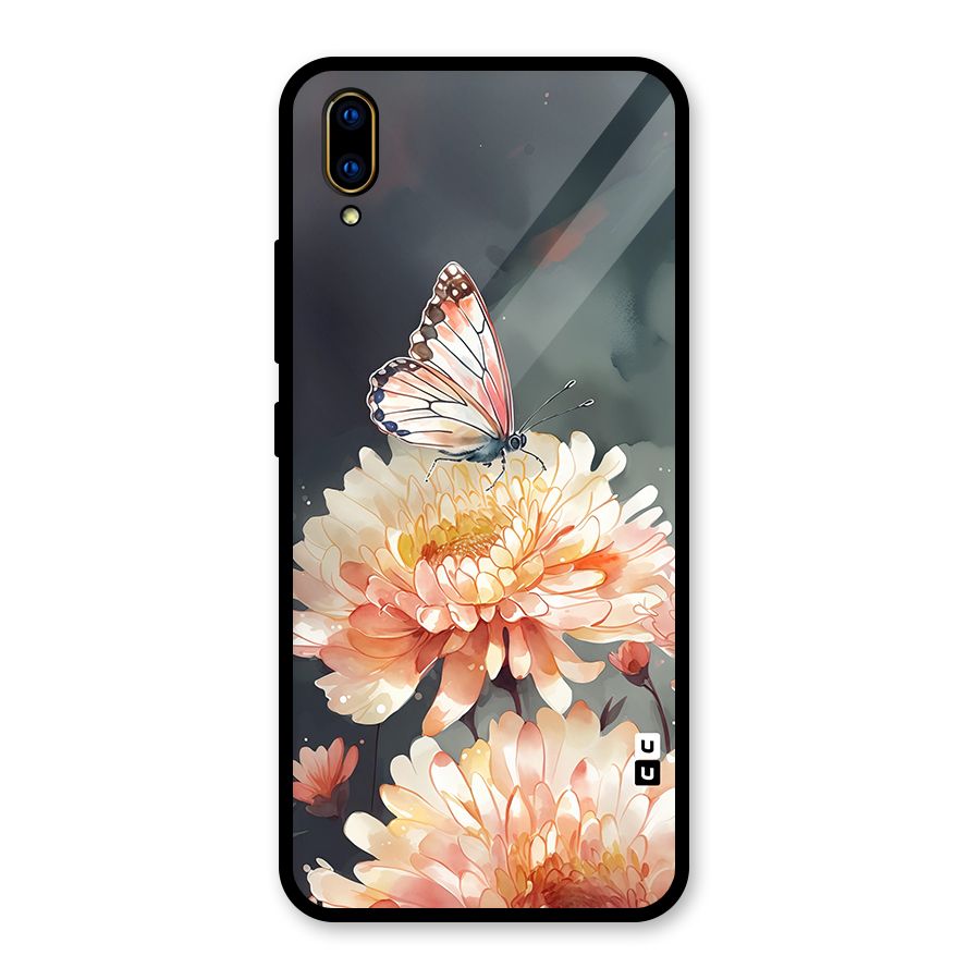 Digital Art Butterfly Flower Glass Back Case for Vivo V11 Pro