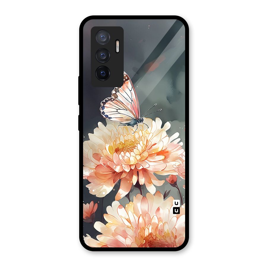 Digital Art Butterfly Flower Glass Back Case for Vivo V23e